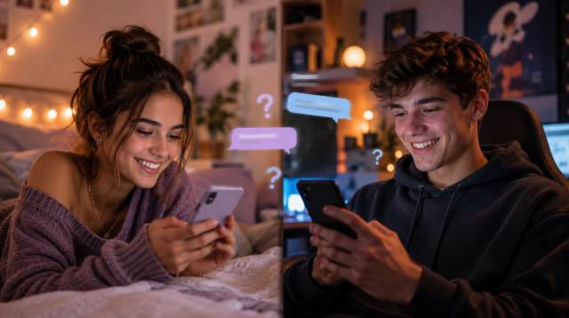 Couple chattant, questions pour mieux se connaitre